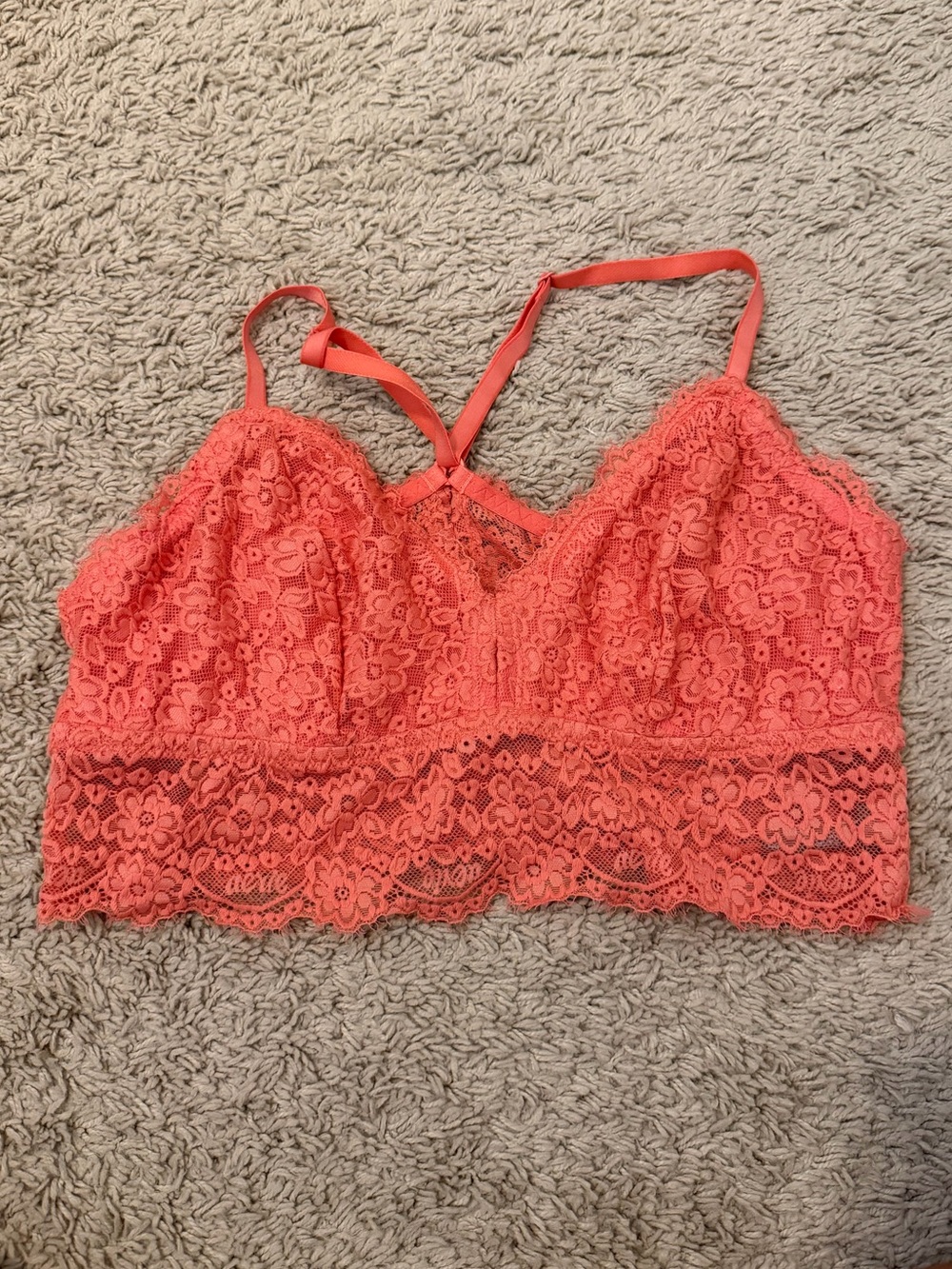 aerie Coral Lace Bralette - Coral